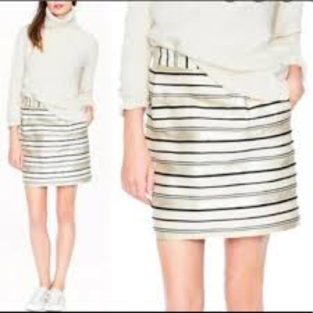 JCrew gold metallic and navy mini skirt - size 10